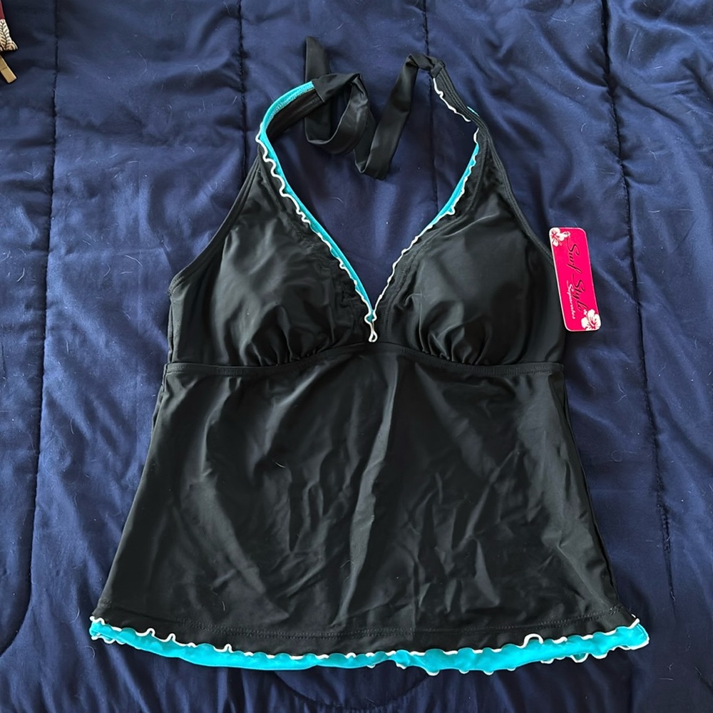 Surf style separates tankini , black and aqua size large never worn